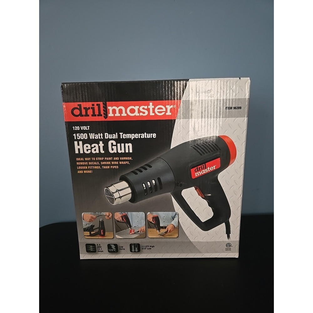 Drill Master 1500 Watt Dual Temperature Heat Gun Two Heat Settings 120 Volts